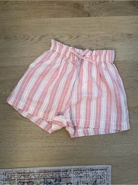 NWT H&M toddler pink stripe linen paperbag shorts